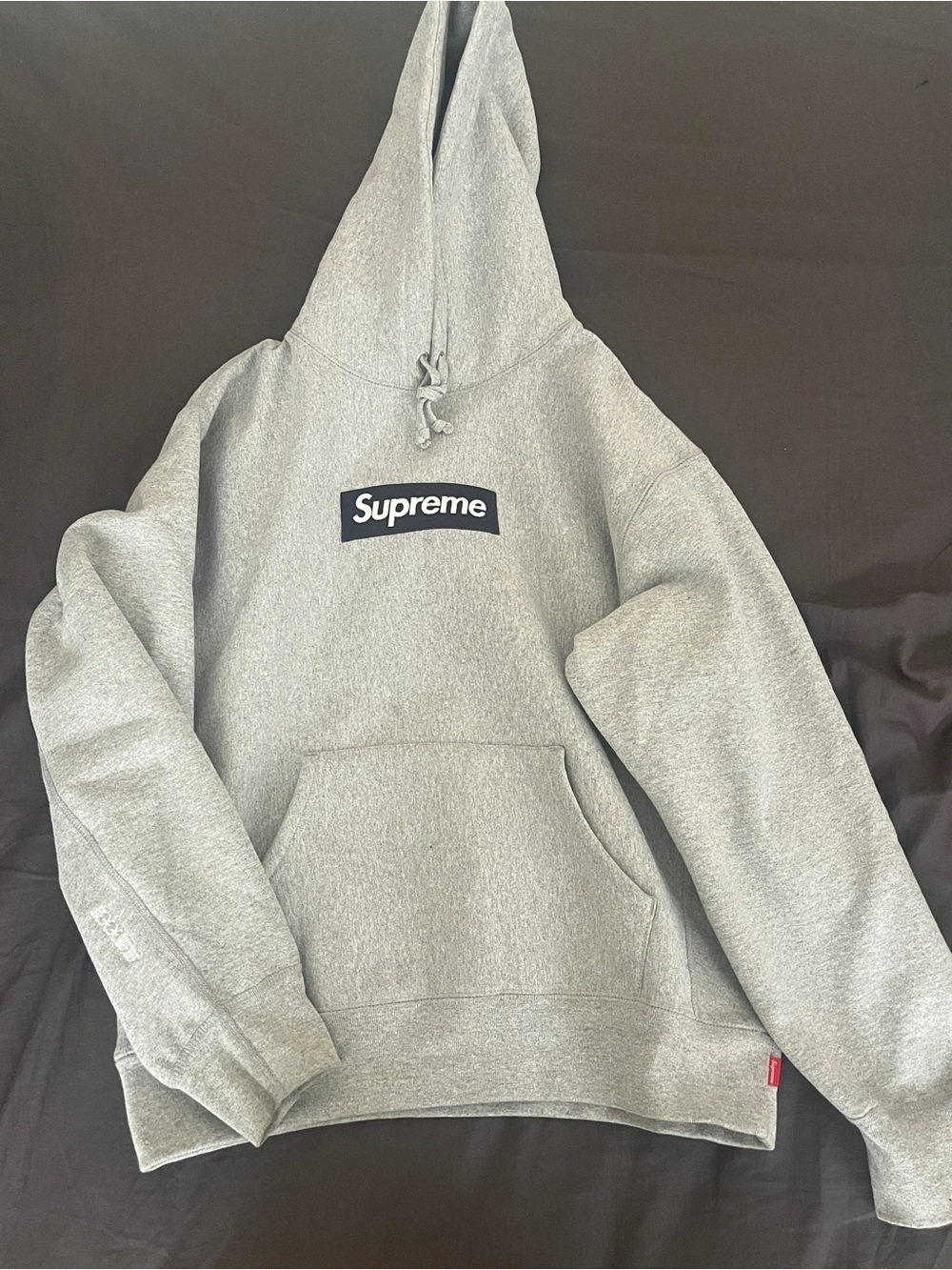 Supreme Gray Box Logo Hoodie - Men's Classic Pullover Navy Box